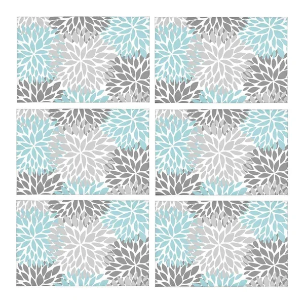 Mkhert Dahlia Pinnata Flower Light Blue and Gradient Gray Placemats Table Mats for Dining Room Kitchen Table Decoration 12x18 in