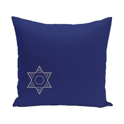 Holiday Geometric Print Star of David Throw Pillow The Holiday Aisle Size: 18'' H x 18'' W, Color: Blue/Grey