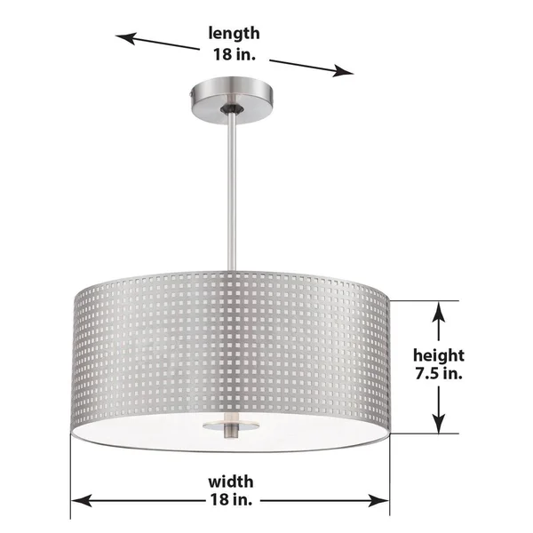 George Kovacs P5743-084 - Grid 3 Light Drum Pendant, Brushed Nickel