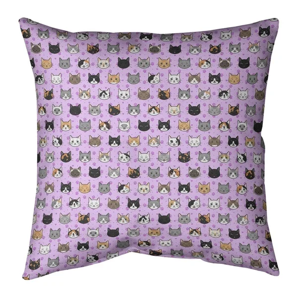 Porch & den Alecia Kitty Pattern Throw Pillow - 26 x 26 - Orange - Cotton