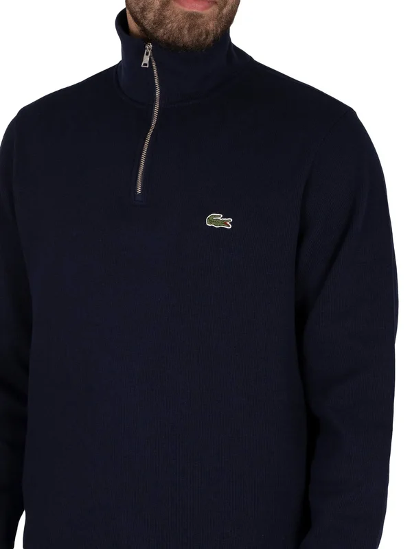 Lacoste Half Zip Logo Sweatshirt Navy