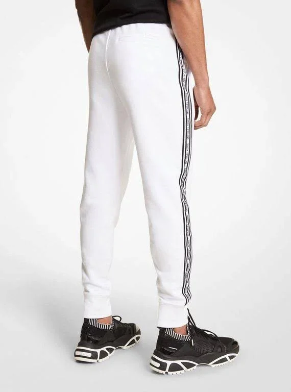 Michael Kors Logo Tape Cotton Blend Jogger - White - Sweatpants