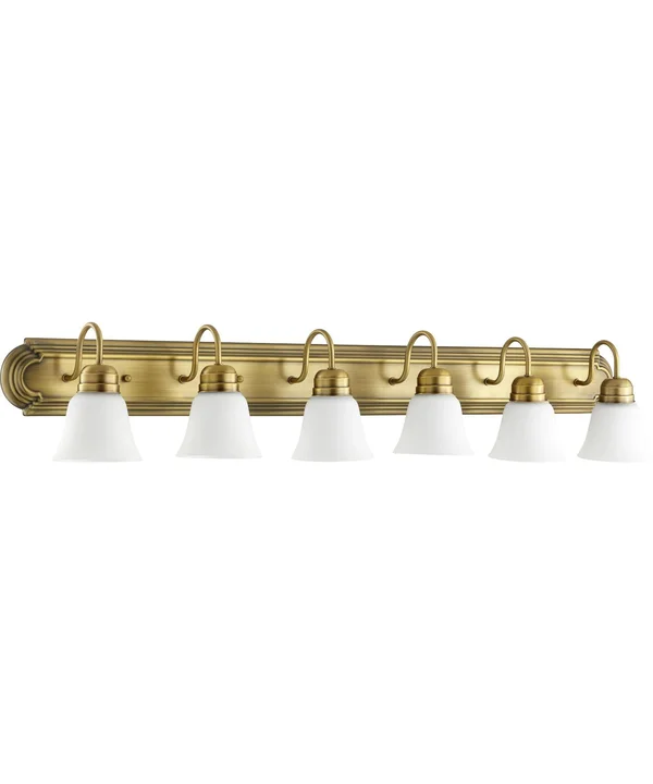 Quorum International 5094-6-80 Aged Brass with Satin Opal Six-Light 48-Inch Vanity