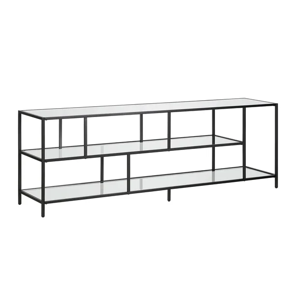 Hennu0026Hart 70x22 Blackened Glass Shelves TV Stand - Black Bronze