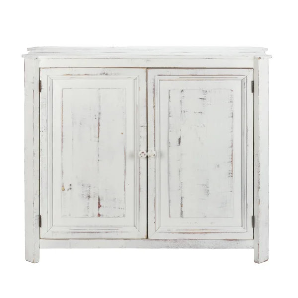 Luxury Living Loft 2-Door Credenza in White Distressed - ShopLadder