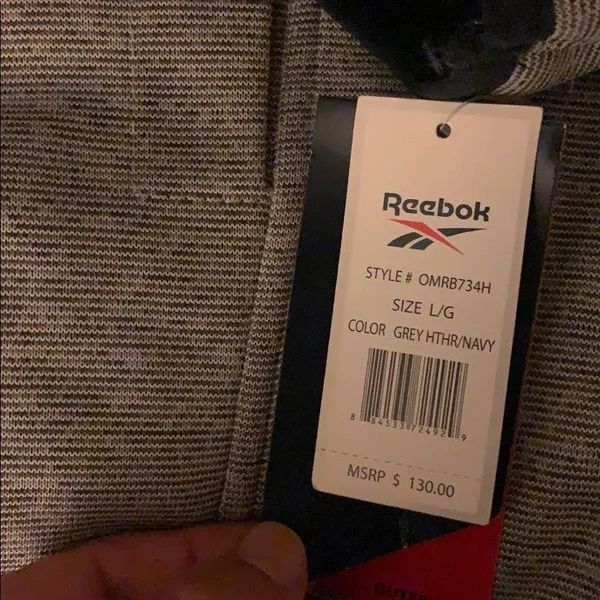 Reebok Chest Panel Hooded Jacket - Gray/Navy - L
