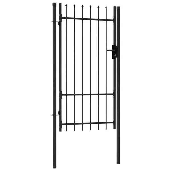 vidaXL Fence Gate Single Door with Spike Top Steel 3.3&x5.7& Black