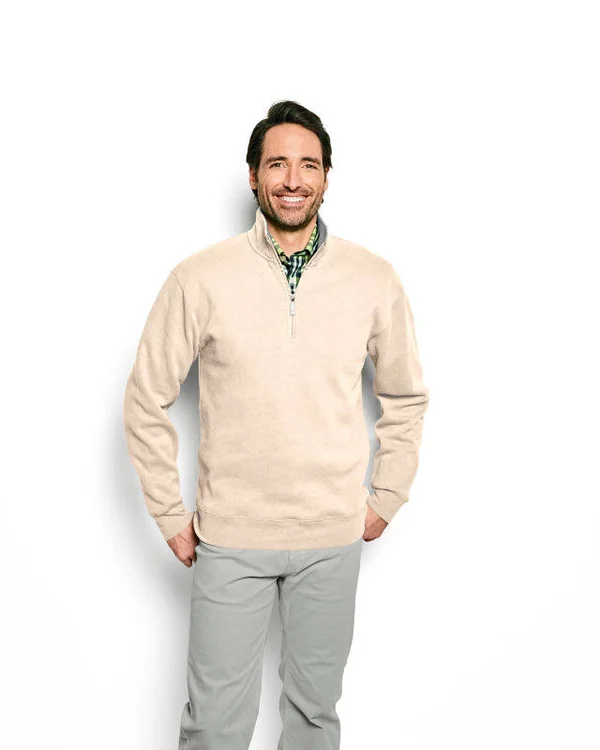 Men's Signature Softest Quarter-Zip Pullover Sweatshirt - Natural Heather, Size Medium, Cotton, Orvis