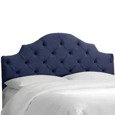 Tufted Notched Upholstered Panel Headboard Wayfair Custom Upholstery Size: Full, Upholstery: Velvet Navy