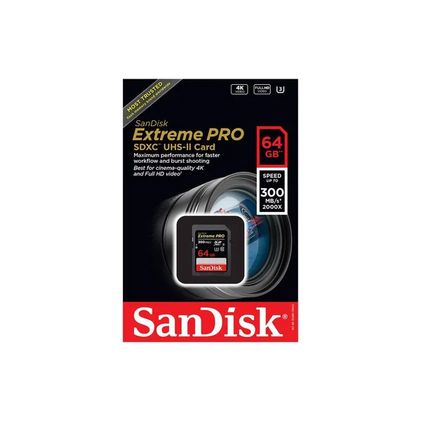 SanDisk Extreme Pro SDXC I 64 GB Memory Card - UHS-II U3/Class 10 (1733x)/2000x