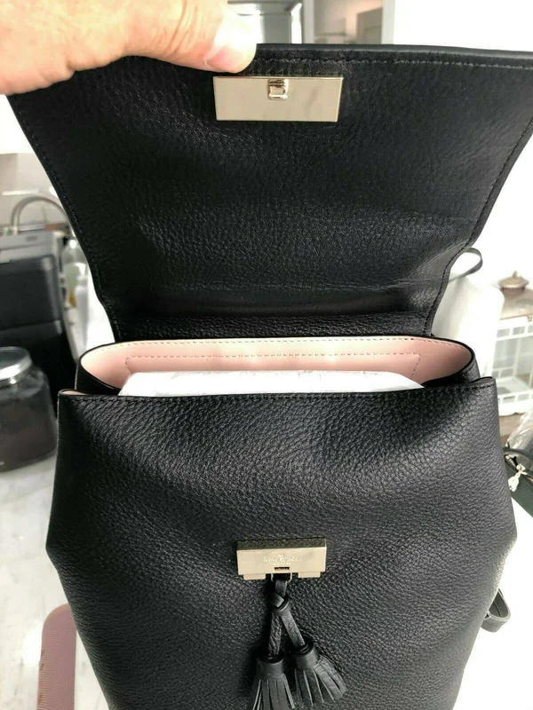Kate Spade Hayes Medium Leather Backpack (Black/Warm)