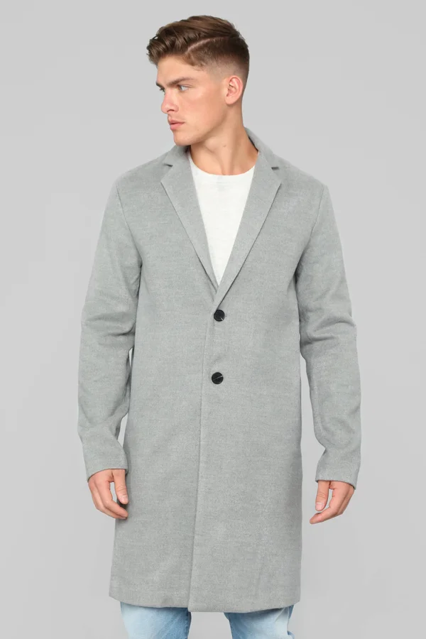 Mens Chadwick Car Coat in Grey Size 2XL by Fashion Nova