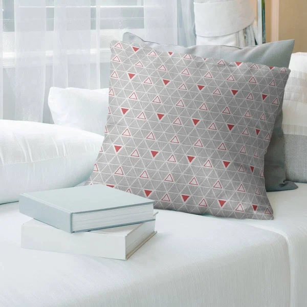 Porch & den Baldock Color Accent Triangles Throw Pillow - 26 x 26 - Red Accent - Polyester