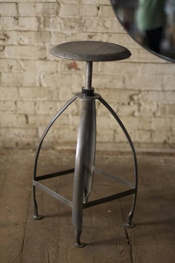 Metal Stool with Adjustable Top - Raw Seat with Raw Base