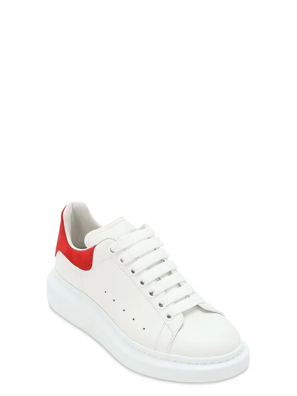 Alexander McQueen, Men 45mm Leather Platform Sneakers White/Red 41
