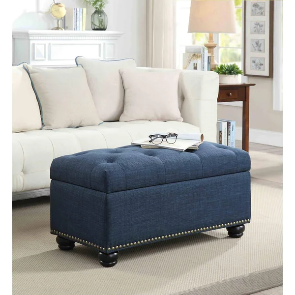 Convenience Concepts Designs4Comfort 7th Avenue Storage Ottoman - Blue