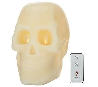 Martha Stewart Wax Skull Flameless FiguralCandle - Ivory