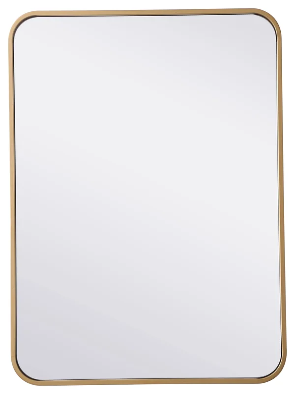 Elegant Decor MR802230BR Evermore 22 x 30 inch Soft Corner Metal Rectangular Mirror in Brass