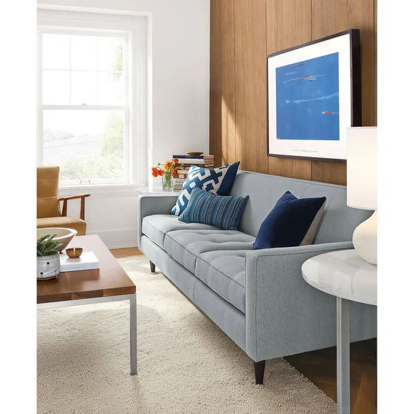 Room & Board, Modern Velvet Throw Pillow 21W 21H in Peacock Blue