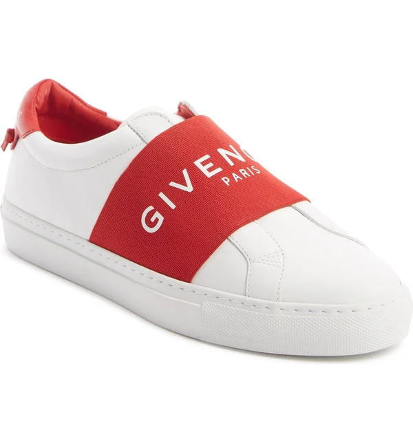 Givenchy White & Red Elastic Urban Street Sneakers