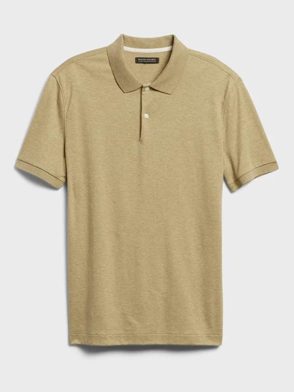 Banana Republic Men's Luxury-Touch Performance Golf Polo Shirt Sand Khaki Beige Size XL