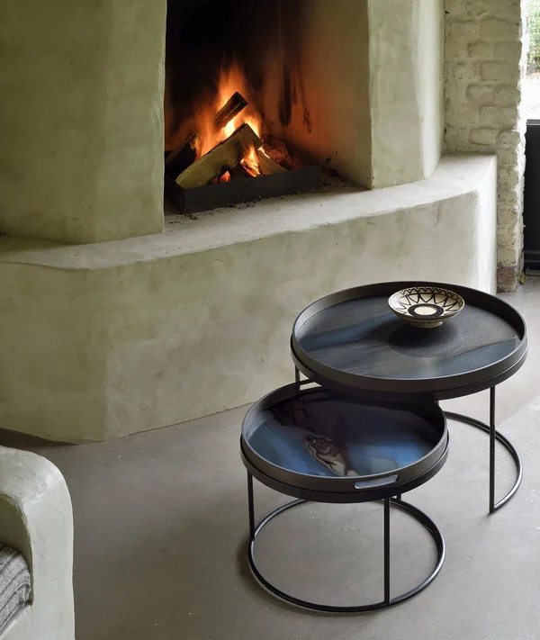 Ethnicraft Round Tray Coffee Table Set - Small/Large