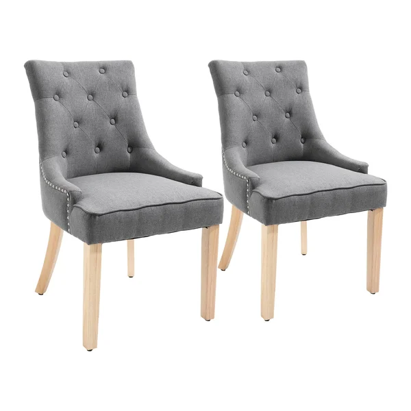 Homcom 2 Piece Fabric Dining Chairs Set Leisure Padded Accent