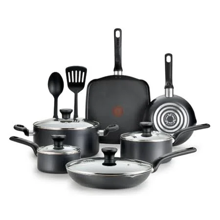 T-Fal Easy Care Nonstick Cookware, 12 Piece Set, Grey, B087sc64, Size: 22.09 x 11.26 x 12.72 in, Gray