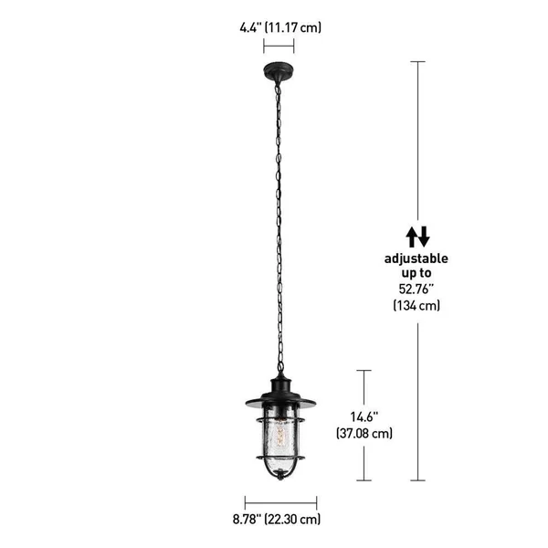 Globe Vintage Pendant, Outdoor, Black Finish