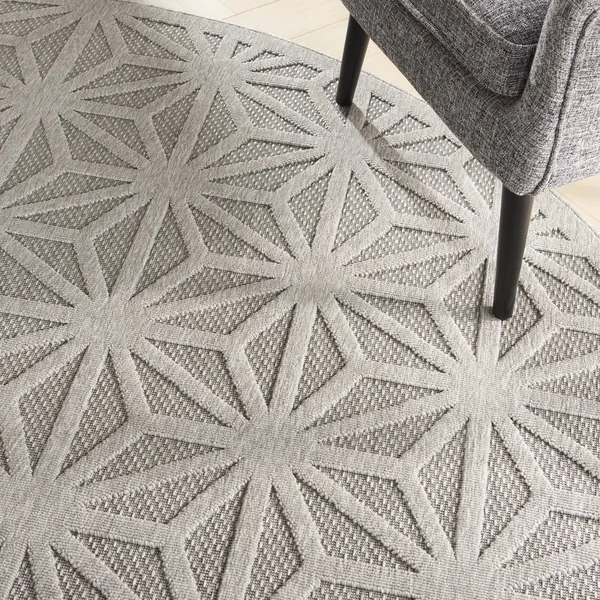 Nourison Palamos Bordered Light Grey 8& Round Area Rug - 7&10x22 x Round