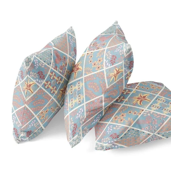 Fall Patch Snowflowers Pillow Light Blue Yellow 20x22 x 20x22
