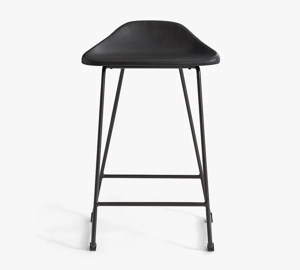 Pottery Barn Brenner Counter Stool, Black Leather
