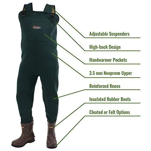 Frogg Toggs Amphib Neoprene Chest Wader, Size: 8, Green