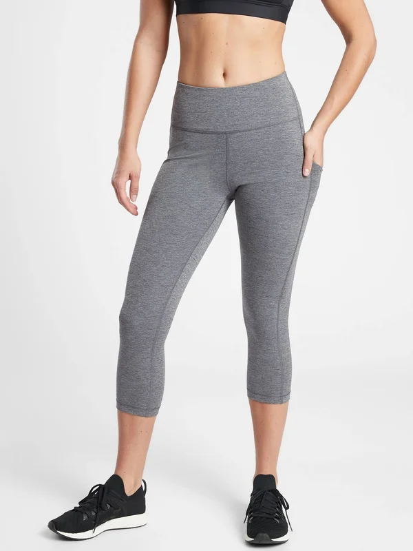 Athleta Women's Ultimate Stash Pocket Capri Grey Heather Petite Size L