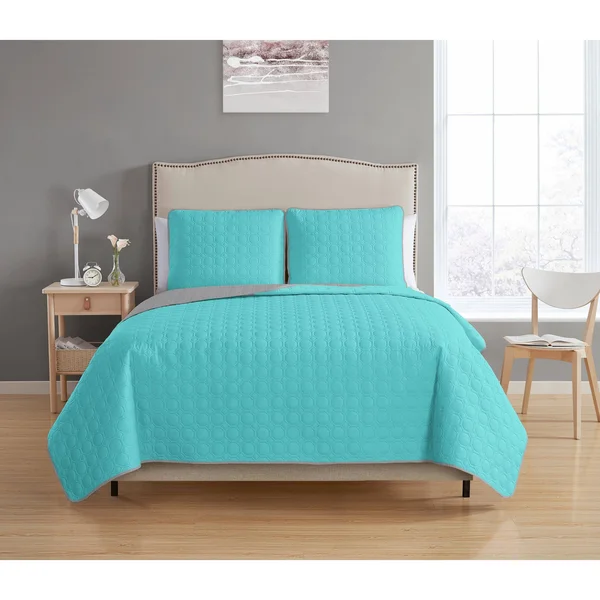 MHF Home Bethany Reversible 3-Piece Quilt Set, Size: King, Green