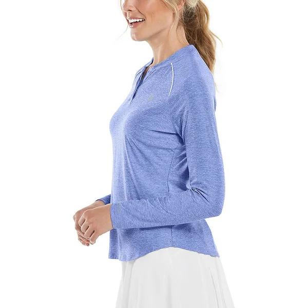 Plus Size Women's Match Point Long Sleeve Henley, Shirts For Women, Blue