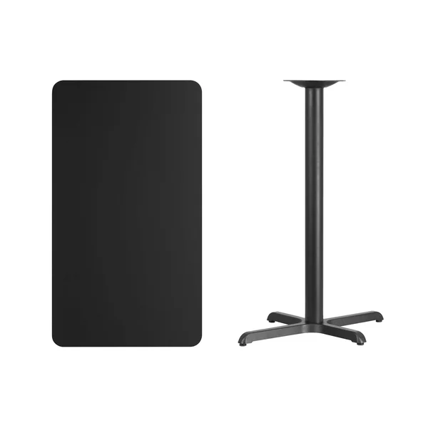 42&& Black Rectangular Laminate Table Top with Bar Height Table Base