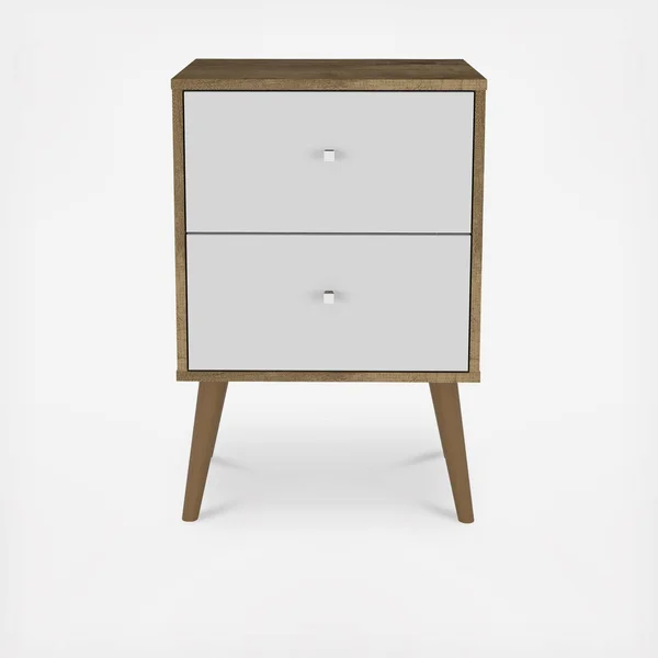 Manhattan Comfort Liberty Rustic Brown and White Nightstand - 204AMC96