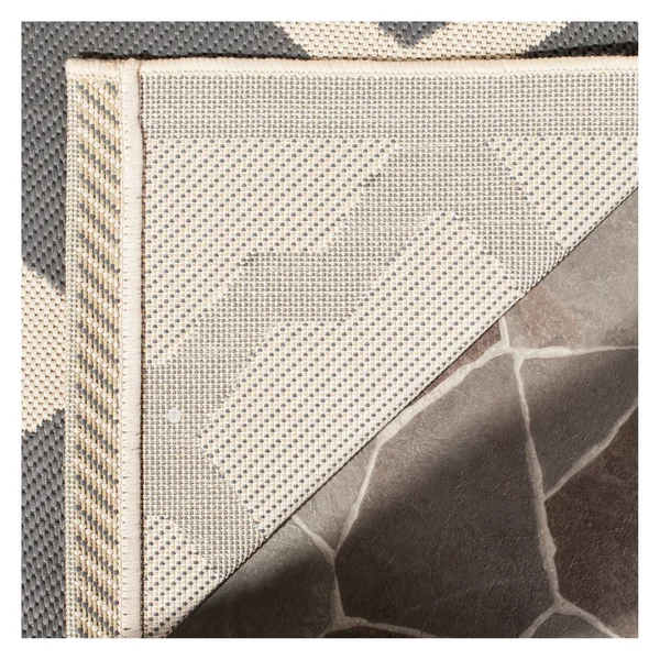Safavieh Courtyard Anthracite & Beige 5&-3x22 x 5&-3x22 Square Indoor/Outdoor Rug