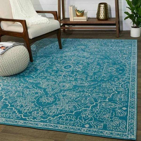 BALTA Telford Teal 7 ft. x 9 ft. Oriental Medallion Area Rug, Blue