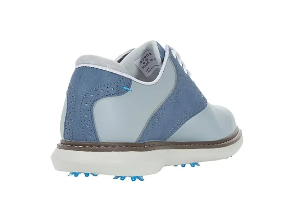 FootJoy Men's Traditions Golf Shoe, Grey/Blue, 7.5