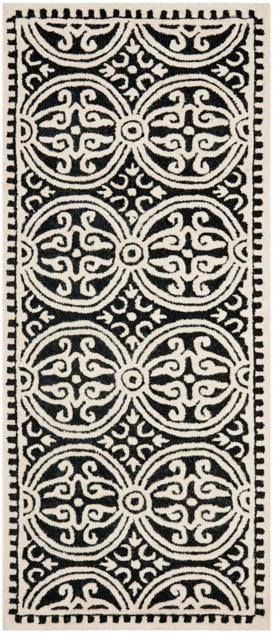 Safavieh Cambridge 123 Area Rug, Black, Ivory, 10& x 10& Square