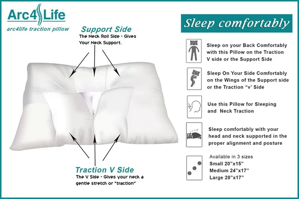 Arc4life Cervical Neck Traction Pillow for Sleeping - Queen Standard Size Side Sleeper