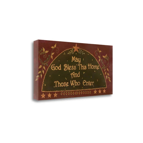 Tangletown Fine Art May God Bless This Home by Jo Moulton - Giclee Print on Wrap Canvas, 47x24x22