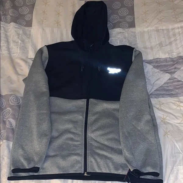 Reebok Chest Panel Hooded Jacket - Gray/Navy - L