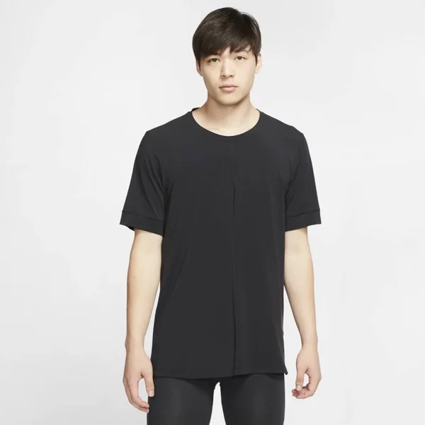 Nike Yoga Men's Short-Sleeve Top Size S Tall (Black) BV4034-010
