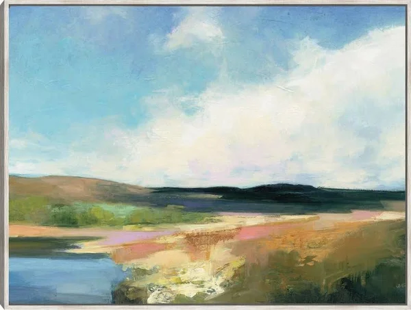 Dawn by The Water Framed Canvas Art by Julia Purinton Barnwood 32x24 Fineartcanvas