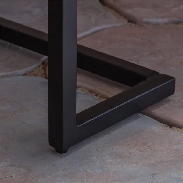 Noble House Hopkins 54 in. Grey Wood and Black Metal Outdoor Bench