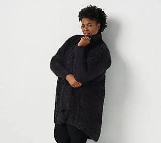 All Worthy Hunter McGrady Jacquard Cocoon Cardigan, Size M/L, Black
