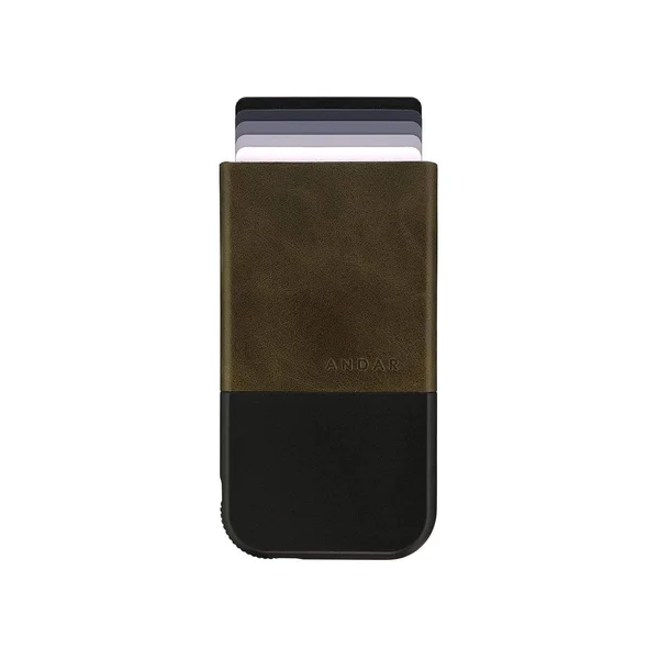 Andar - The Pilot - RFID Blocking Wallet - Full Grain Oil Waxed Leather - Olive, Money Clip